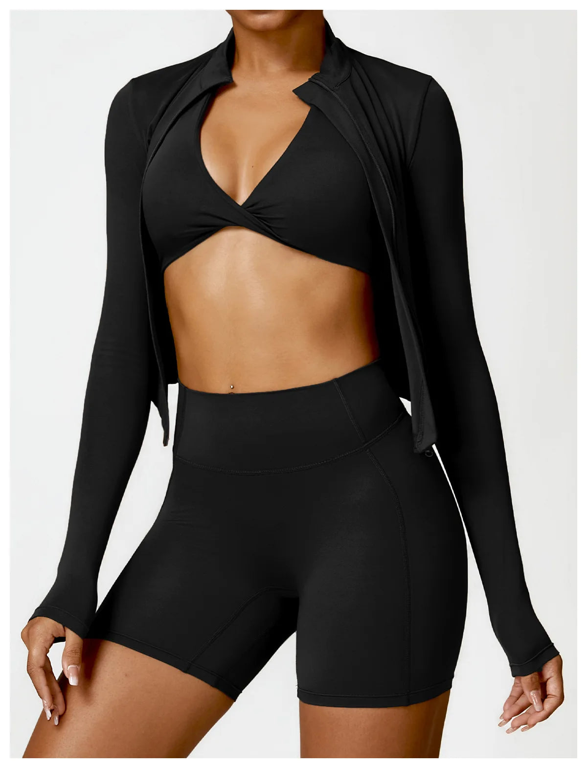 Women's Gym Exercise Shirt Yoga Long Sleeve Sportswear Top Zipper Jacket Gym Push Up Workout Tops Running Cycling Sportswear