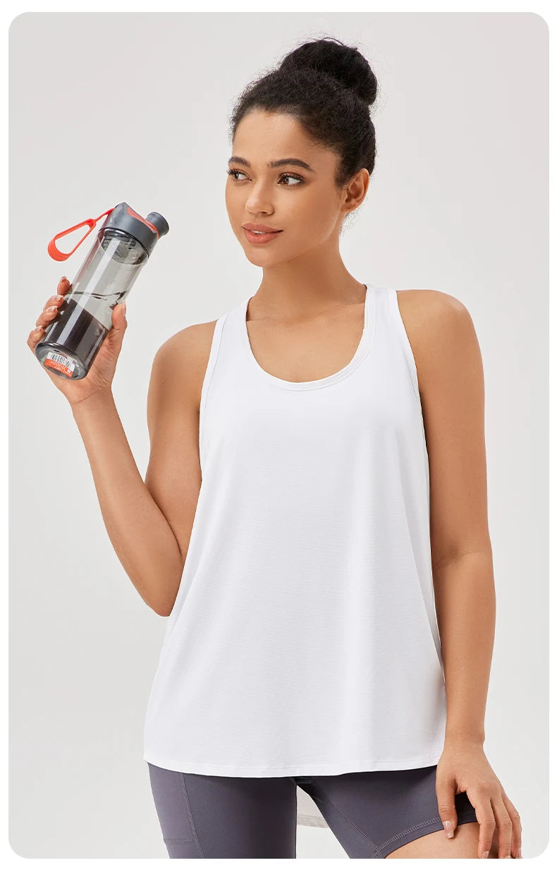 Women Gym Yoga Vest Athletic Fitness Sports Tank Tops Quick Dry Running Blouse Workout Tops Sleeveless Back Yoga Shirts Gym Top
