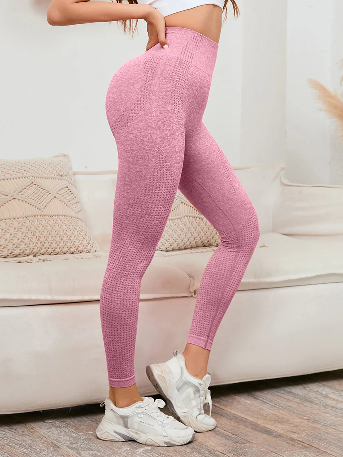 High Waist Leggings Women Smile Leggins Push Up Indoor Sport Fitness Running Pants Elastic Trousers Gym Slim Pants NEW
