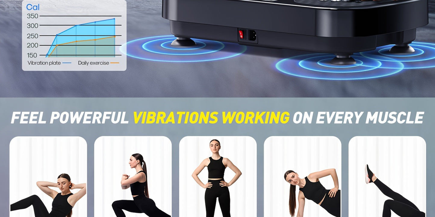 [Full Body Vibration] Full Body Vibration Plate Exercise Machine - 9-Mode, USB Powered, Remote Control - Home Gym Equipment for Lymphatic Drainage & Wellness