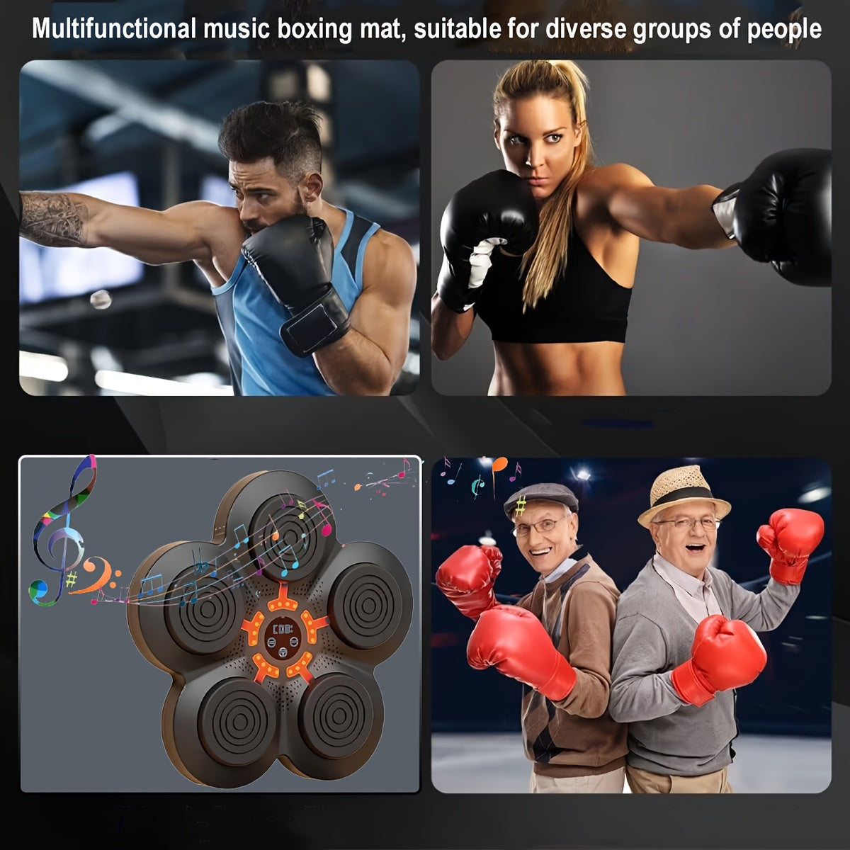 Wall-Mounted Music Boxing Trainer with LED Lights & Gloves – Adjustable Home Gym Equipment for Adults, Family Fitness, and Relax