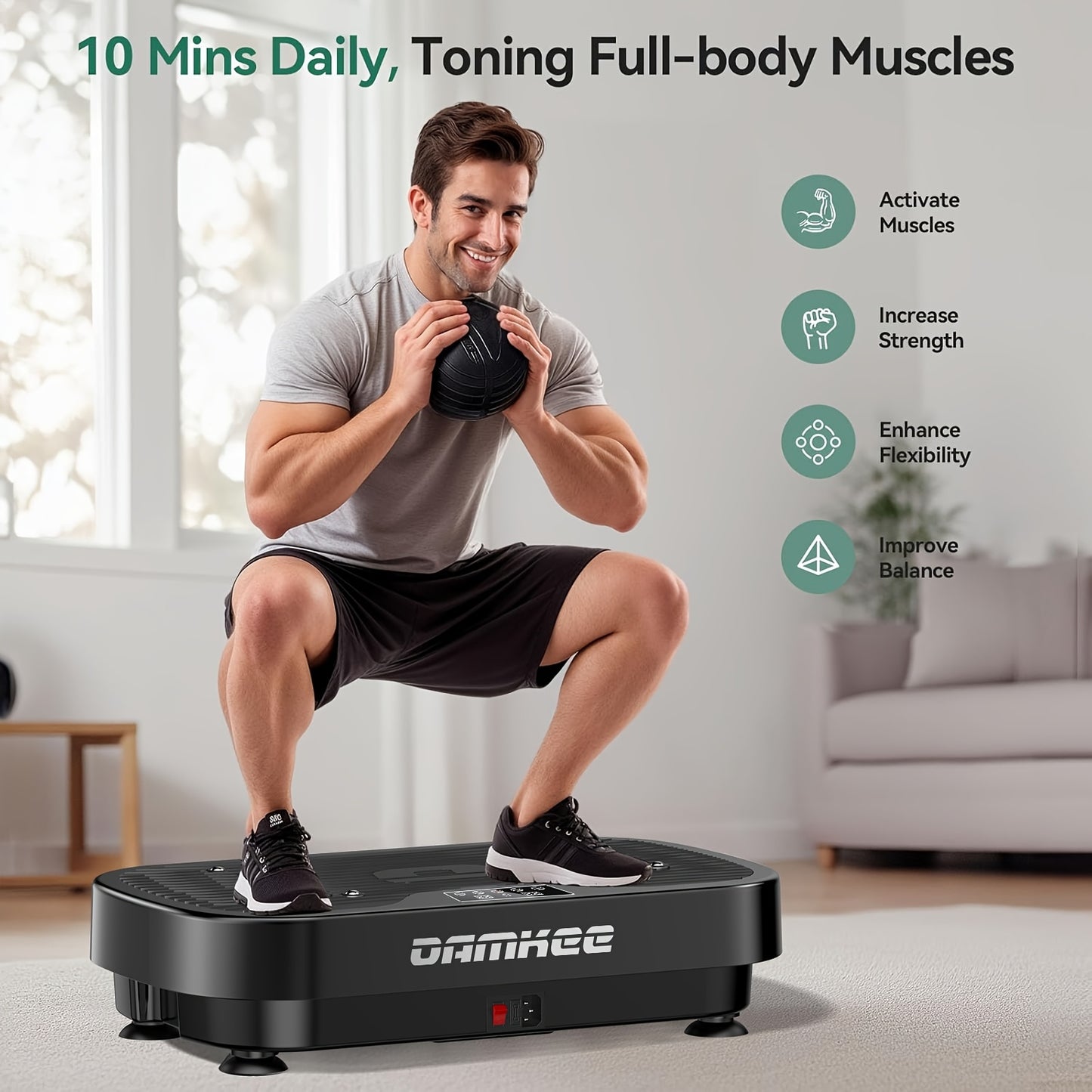 [Full Body Vibration] Full Body Vibration Plate Exercise Machine - 9-Mode, USB Powered, Remote Control - Home Gym Equipment for Lymphatic Drainage & Wellness