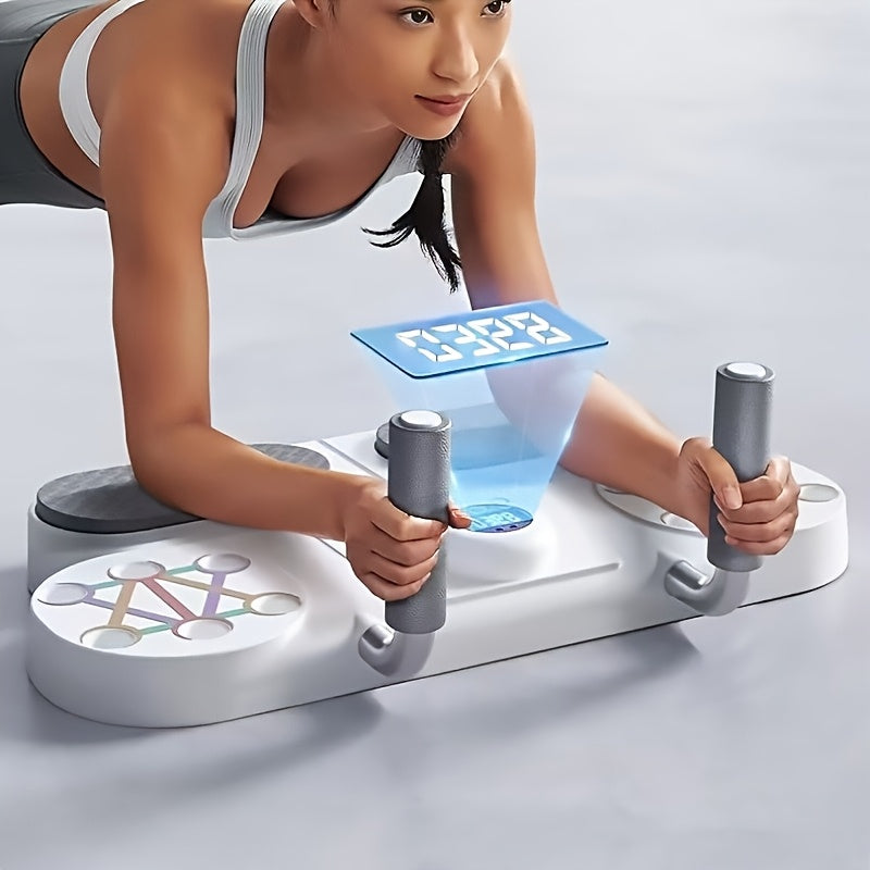 6-in-1 Multifunctional Fitness Board with Automatic Rebound Wheel & Elbow Support – Home Gym Equipment for Leg Slimming, Yoga, and Weight Loss – White PVC Material