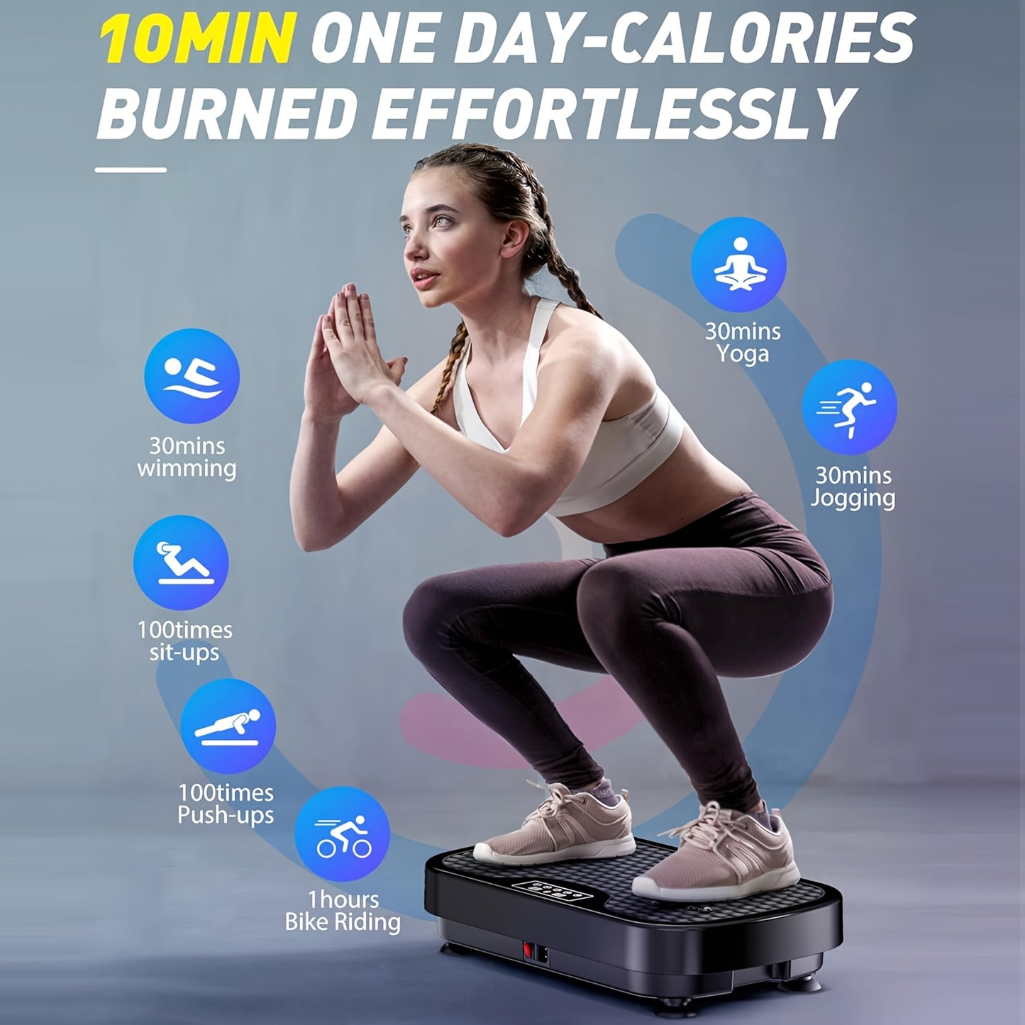 [Full Body Vibration] Full Body Vibration Plate Exercise Machine - 9-Mode, USB Powered, Remote Control - Home Gym Equipment for Lymphatic Drainage & Wellness