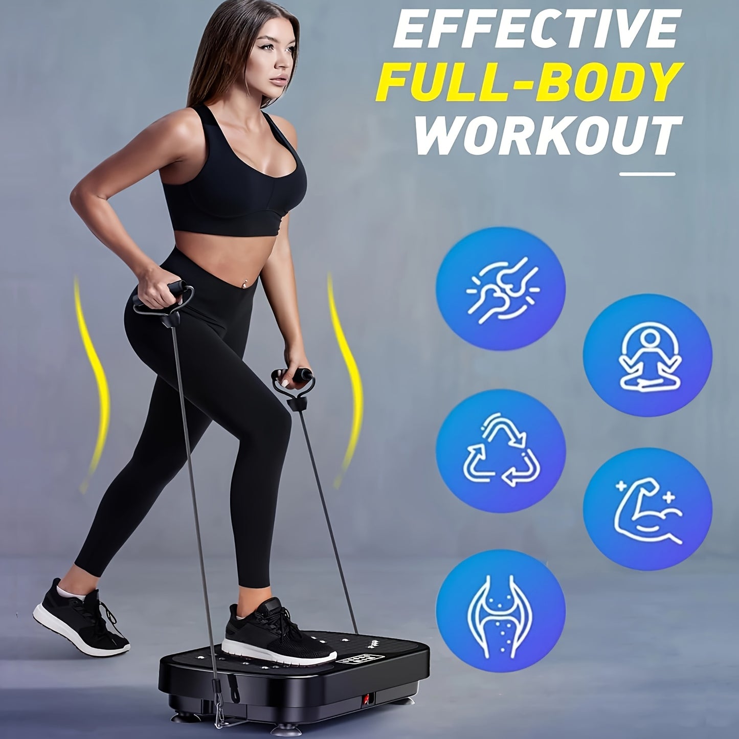 [Full Body Vibration] Full Body Vibration Plate Exercise Machine - 9-Mode, USB Powered, Remote Control - Home Gym Equipment for Lymphatic Drainage & Wellness