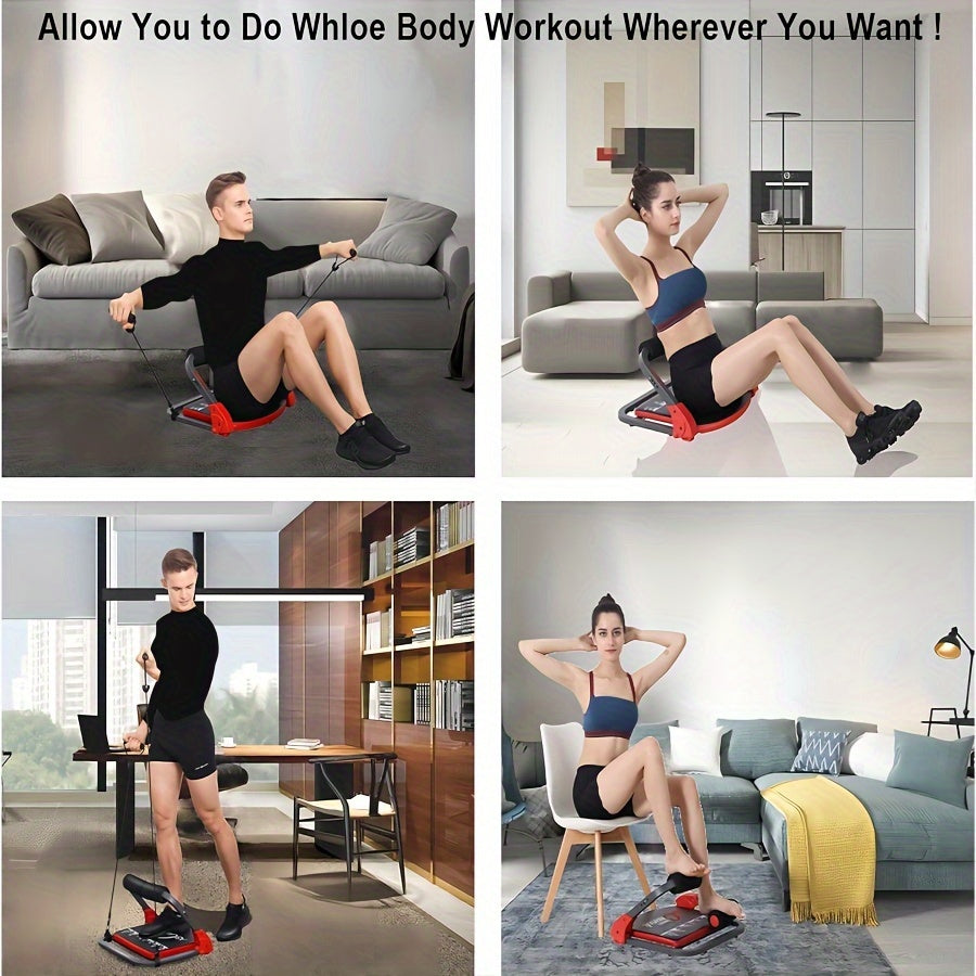 Iron Ab Core Workout Machine - 21-in-1 Sit Up & Push Up Exercise Bench with Resistance Bands - Universal Home Gym Equipment for Abdominal Strength Training - For Fitness Enthusiasts - Ideal for Independence Day, Thanksgiving,