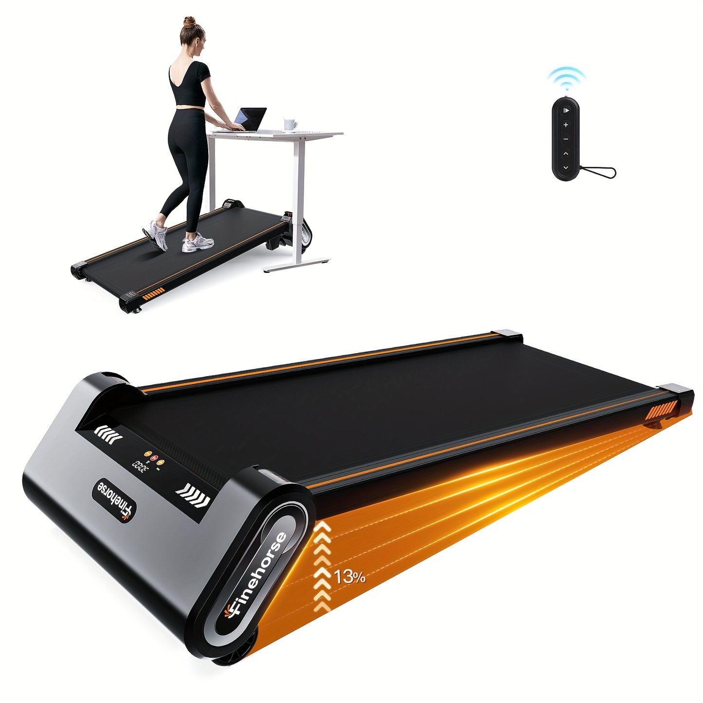 13% Incline Walking Pad Treadmill with Auto Incline, 6-Level Adjustable Under Desk Fitness Machine, 2.5HP Portable Home Gym Equipment, 330LBS Capacity, LED Display & Remote Control - Black, Treadmills for Home Exercise