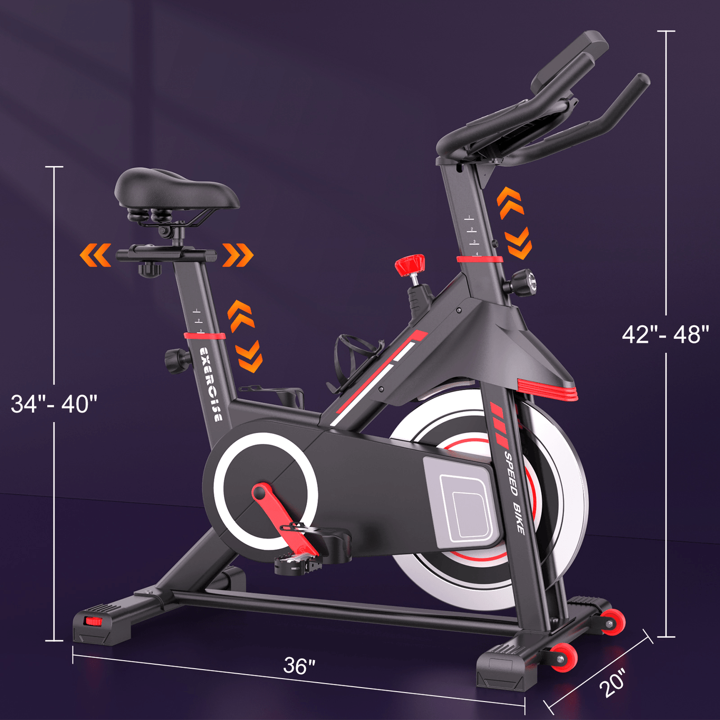 Exercise Bike Stationary Bikes for Home Spin Bike Heavy-Duty Steel Frame Adjustable Resistance Ipad Mount & LCD Monitor with Pulse Indoor Cycling Bike Home Gym Equipment for Height 4.9-6.4 FT