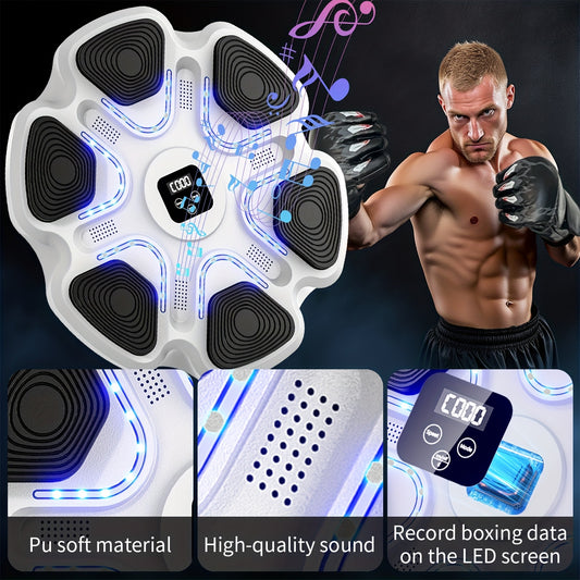 Wall-Mounted Music Boxing Trainer with LED Lights & Gloves – Adjustable Home Gym Equipment for Adults, Family Fitness, and Relax