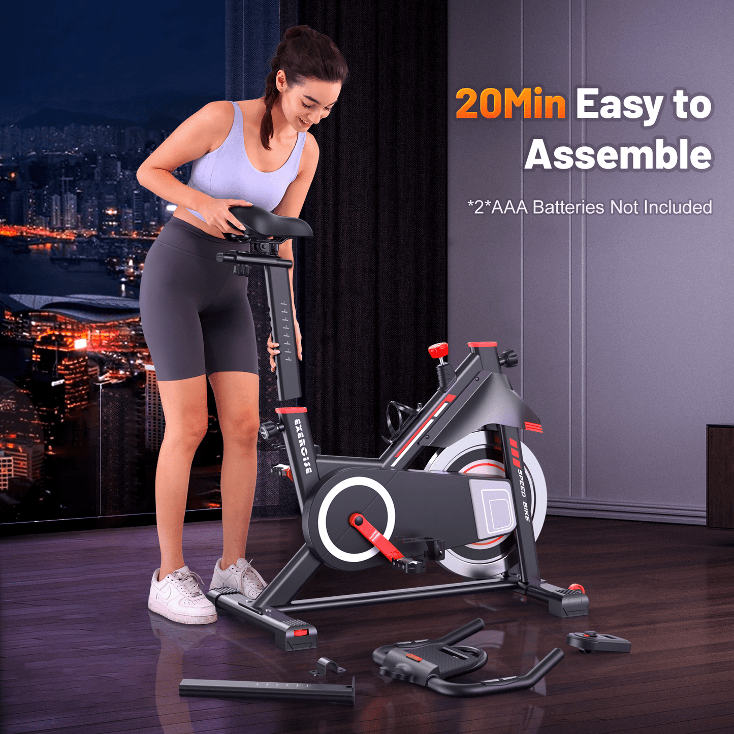 Exercise Bike Stationary Bikes for Home Spin Bike Heavy-Duty Steel Frame Adjustable Resistance Ipad Mount & LCD Monitor with Pulse Indoor Cycling Bike Home Gym Equipment for Height 4.9-6.4 FT